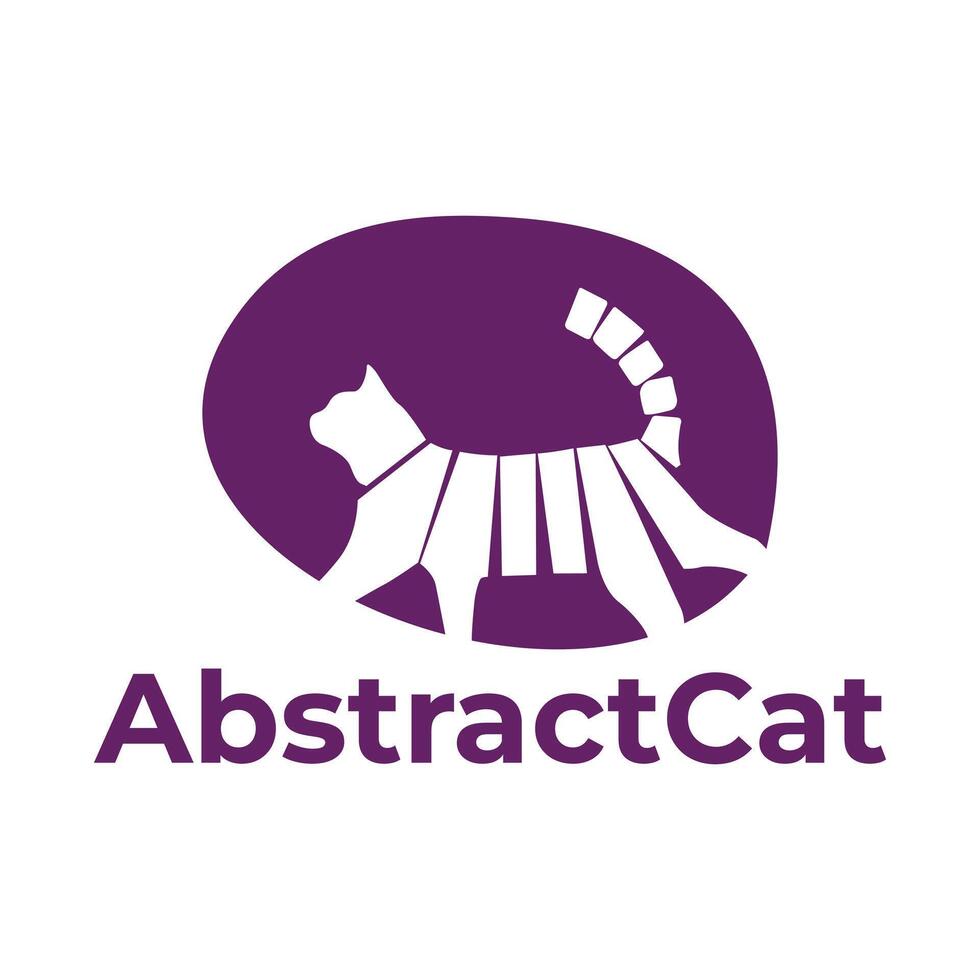Abstract Cat Minimalist Logo Design vector