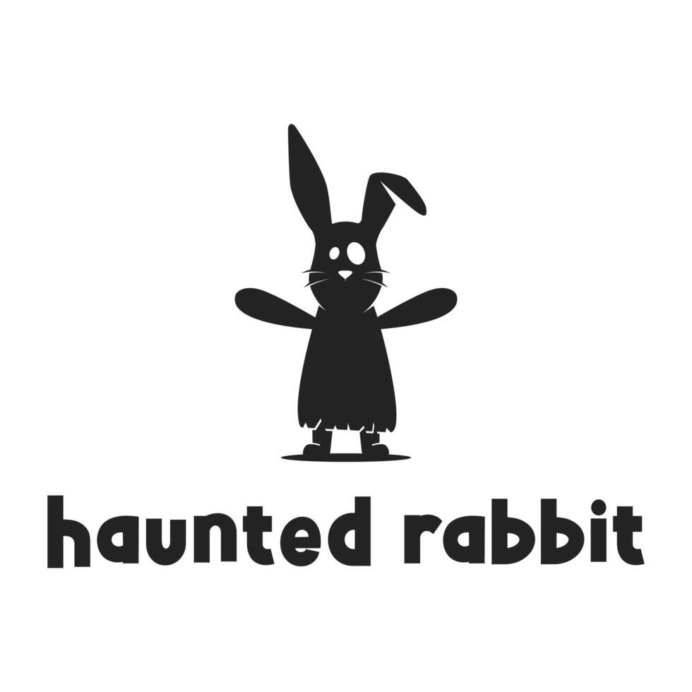 haunted rabbit minimalist logo design vector