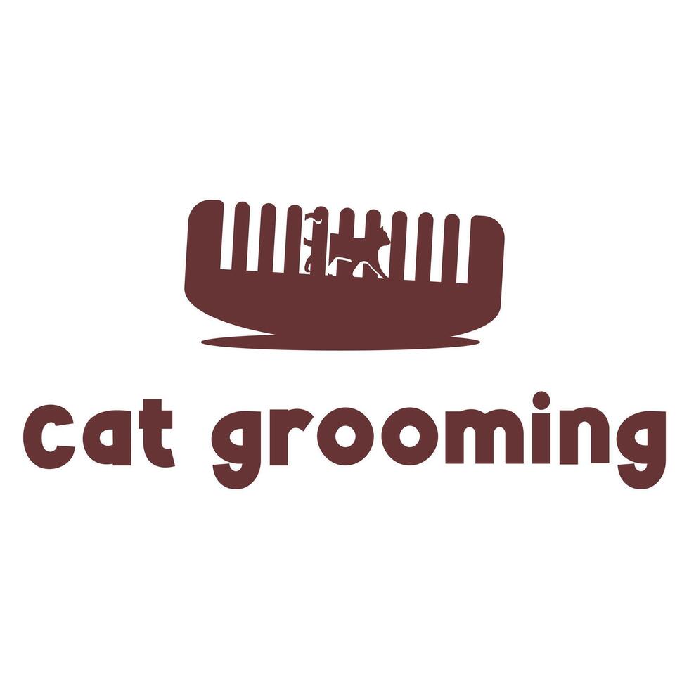 Cat grooming minimalist logo design vector