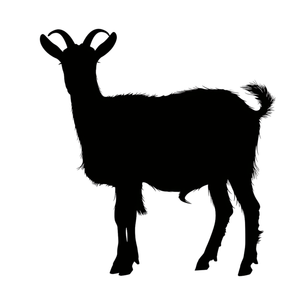 Goat silhouette Arabian pattern set against transparent background png