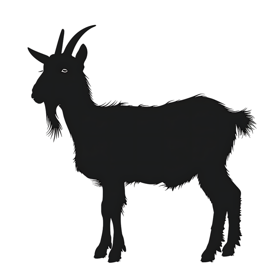 Goat silhouette Arabian pattern set against transparent background png