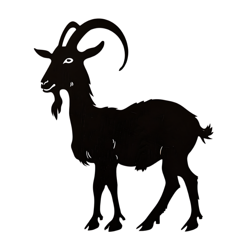 Goat silhouette Arabian pattern set against transparent background png