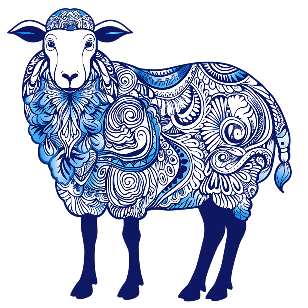 Sheep silhouette Arabian pattern set against transparent background png