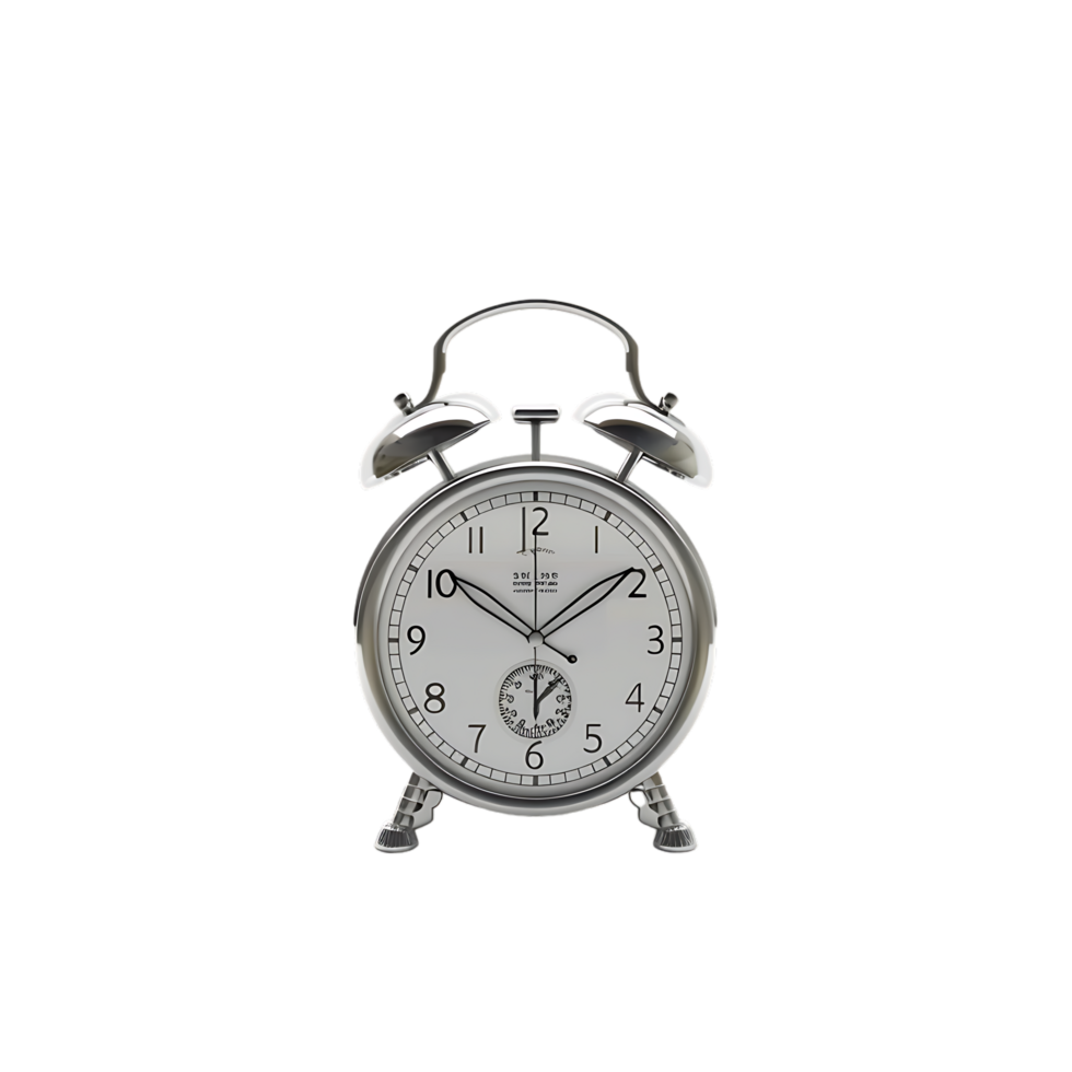 3D alarm clock isolated on a transparent background png