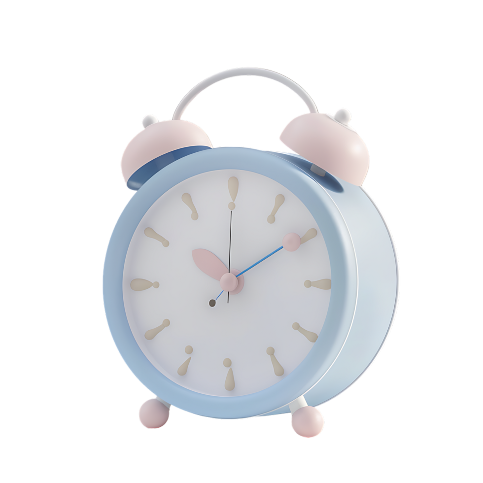 3D alarm clock isolated on a transparent background png