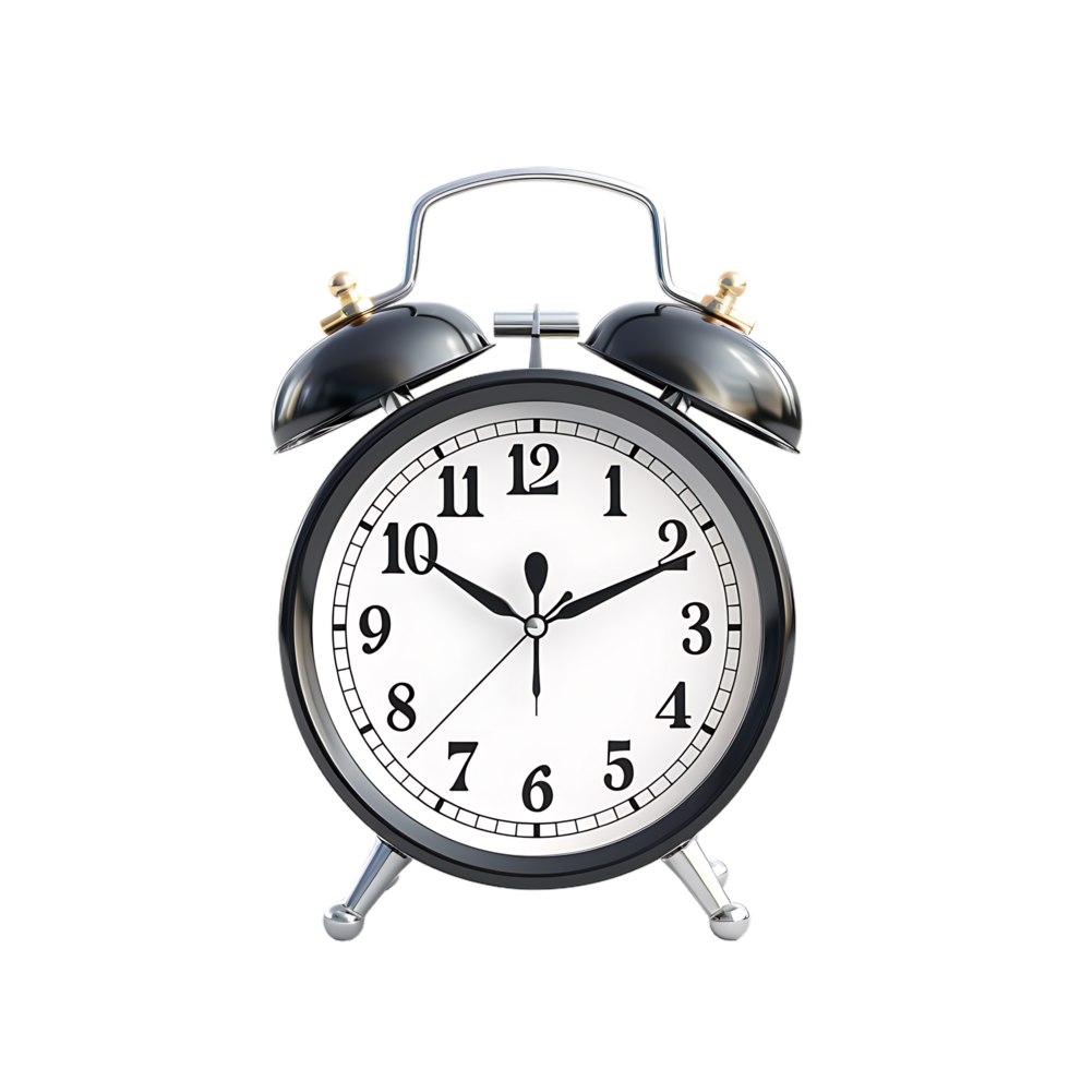 3D alarm clock isolated on a transparent background png