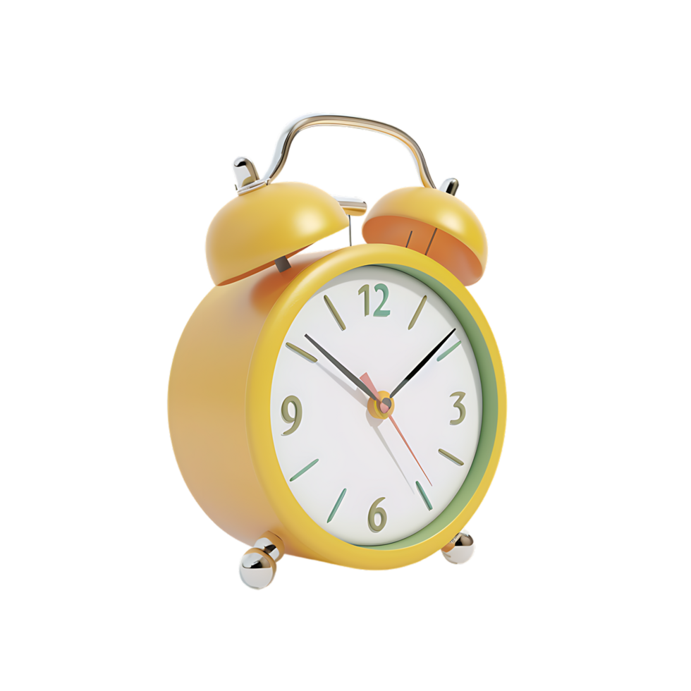 3D alarm clock isolated on a transparent background png