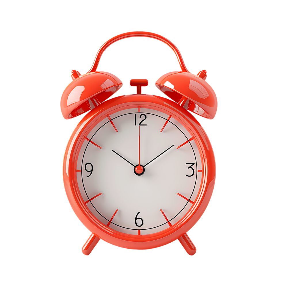 3D alarm clock isolated on a transparent background png