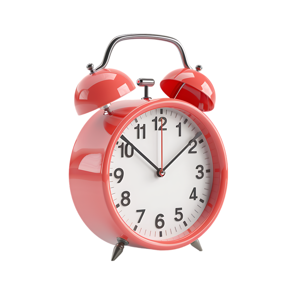 3D alarm clock isolated on a transparent background png