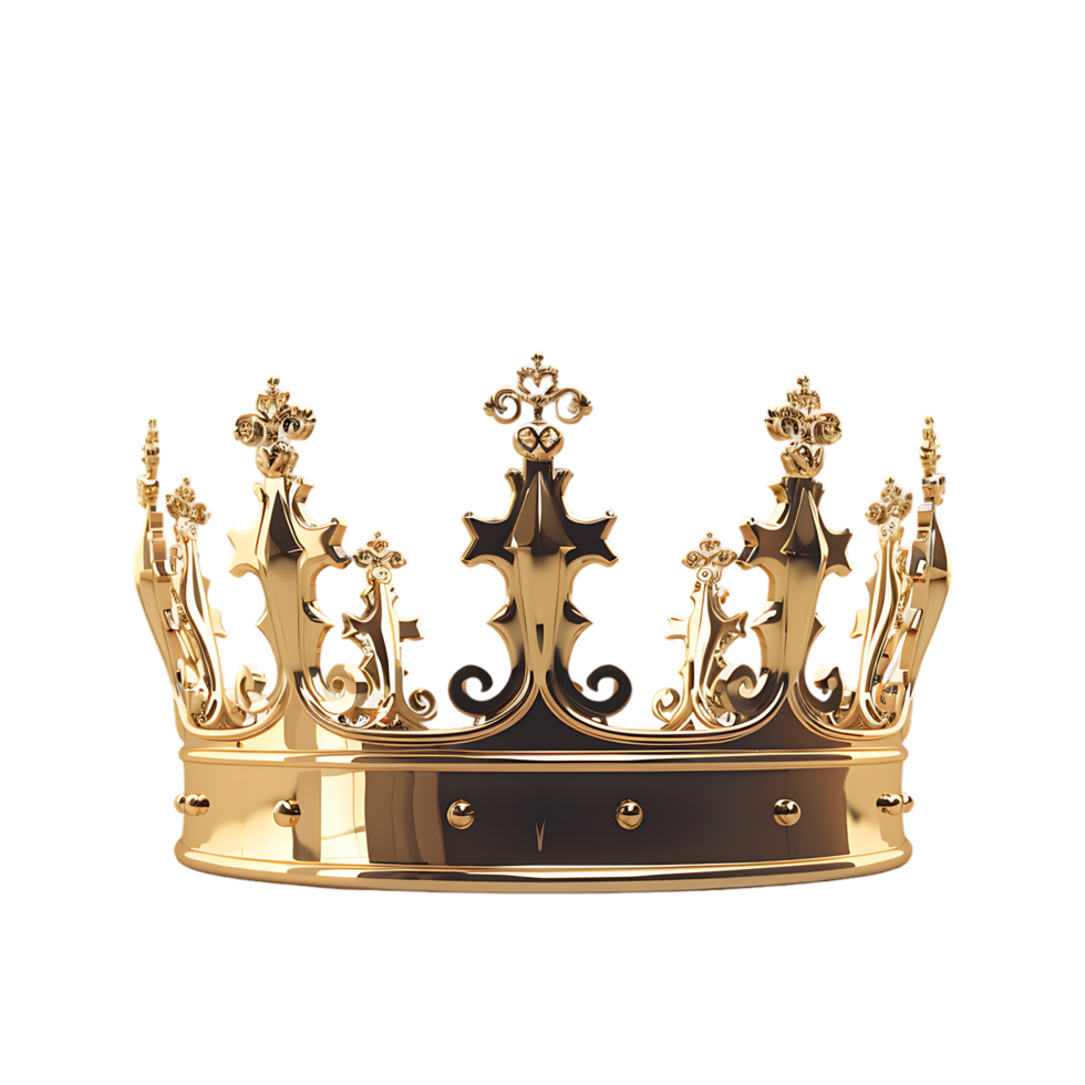 3D golden crown isolated on a transparent background png
