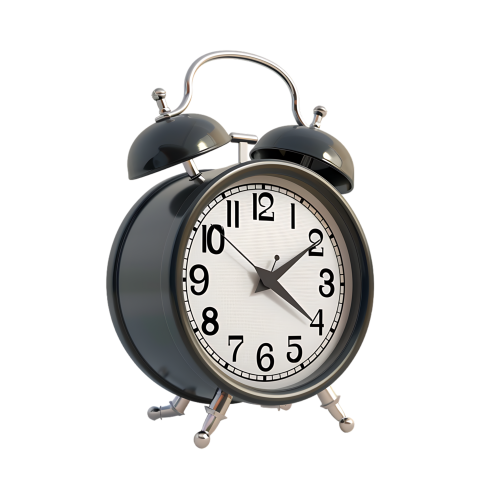 3D alarm clock isolated on a transparent background png