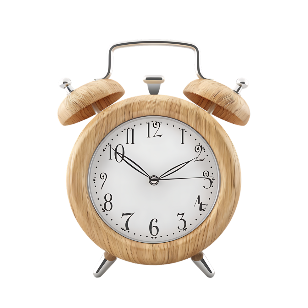 3D alarm clock isolated on a transparent background png