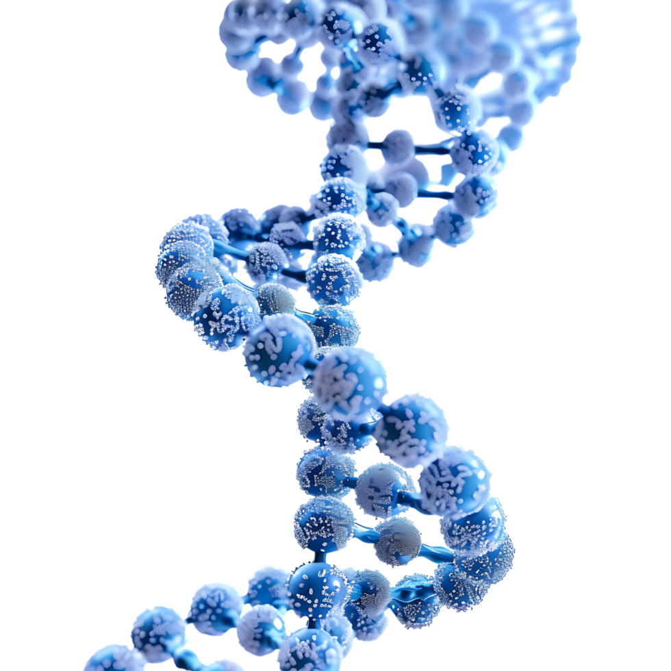 3D blue DNA helix sequence element isolated png