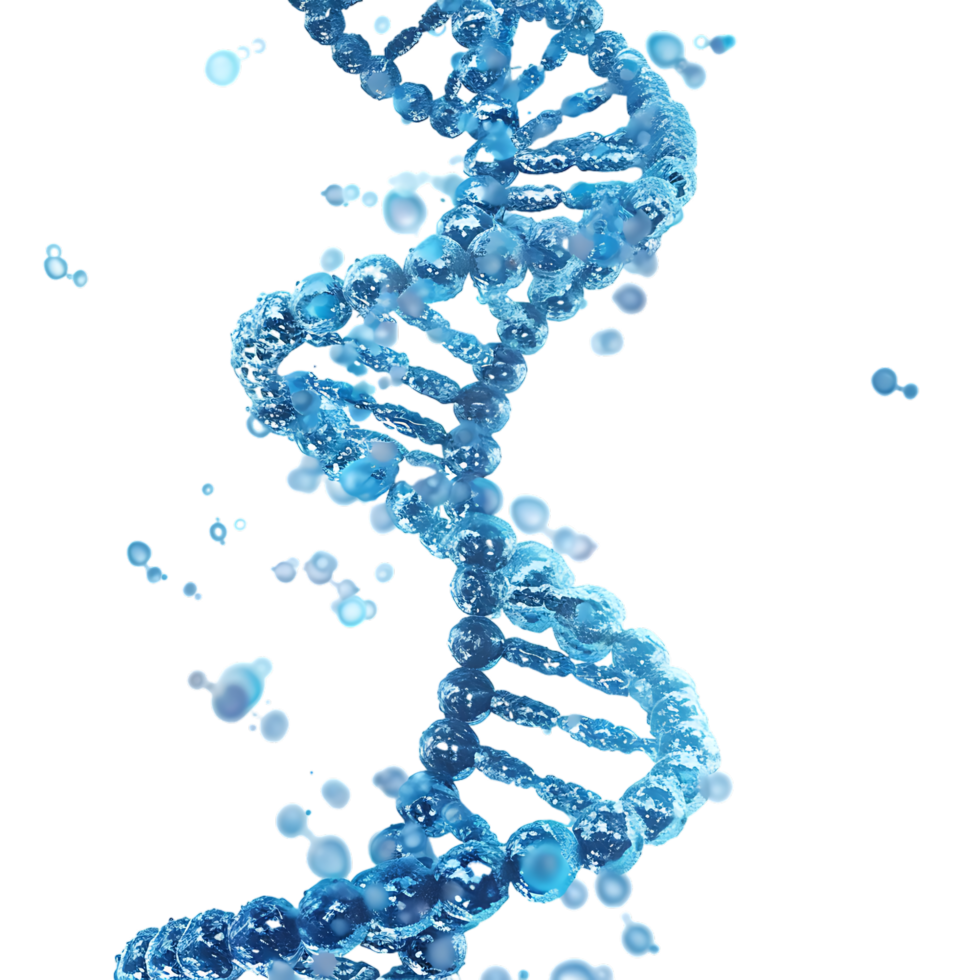 3D blue DNA helix sequence element isolated png