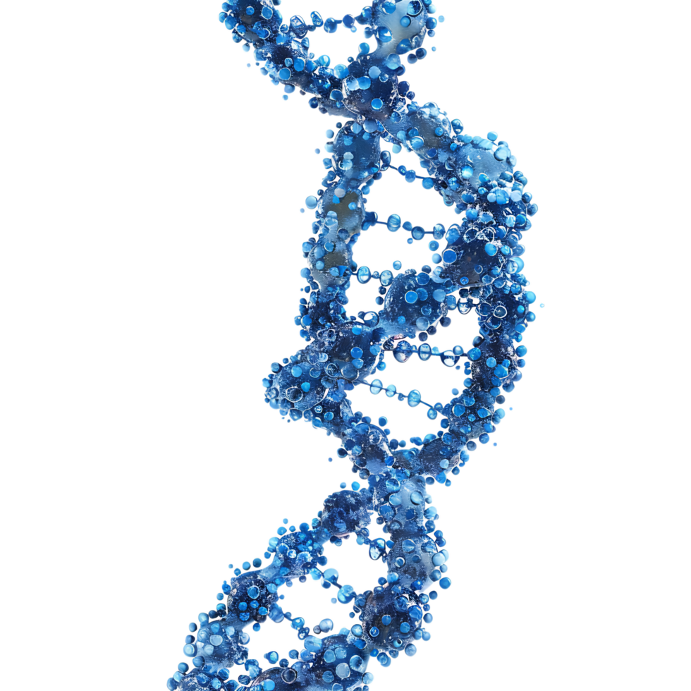 3D blue DNA helix sequence element isolated png