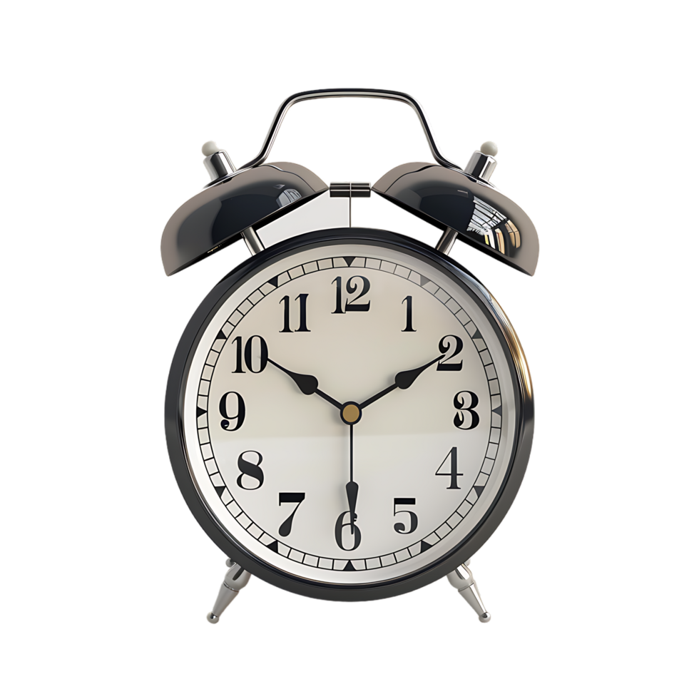 3D alarm clock isolated on a transparent background png
