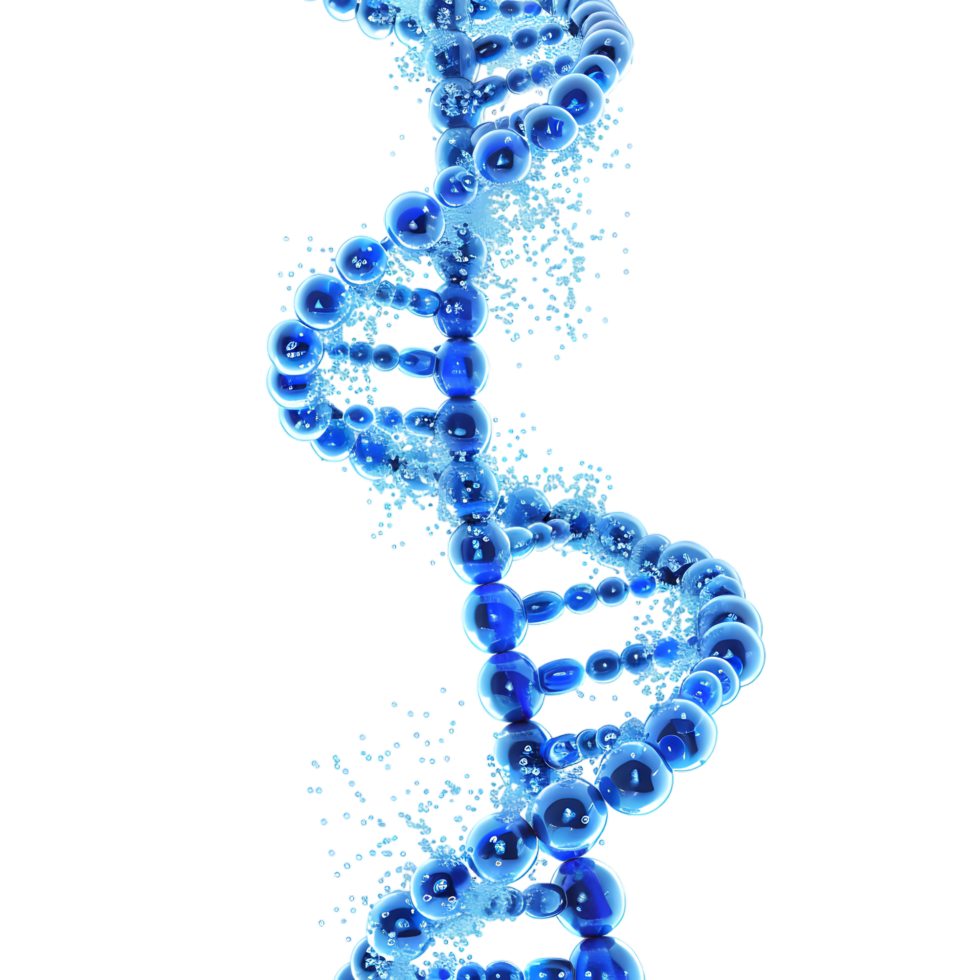 3D blue DNA helix sequence element isolated png