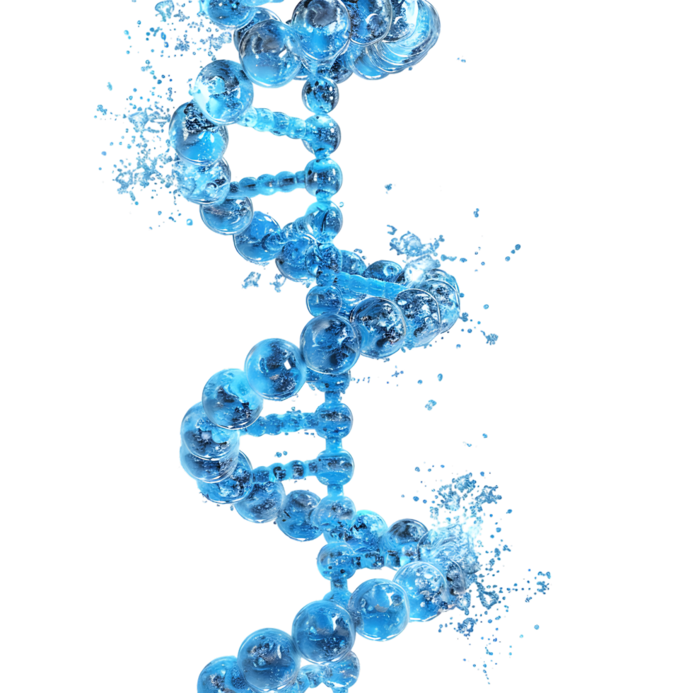 3D blue DNA helix sequence element isolated png