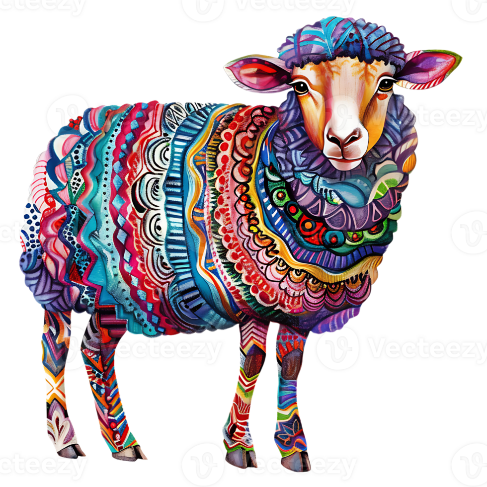 Sheep silhouette Arabian pattern set against transparent background png