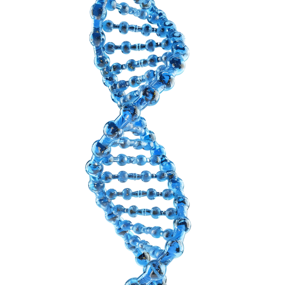 3D blue DNA helix sequence element isolated png