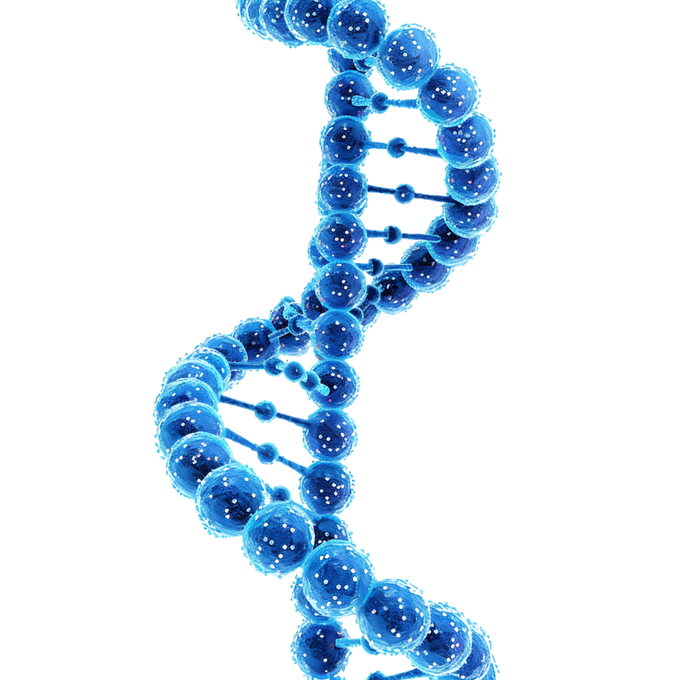 3D blue DNA helix sequence element isolated png