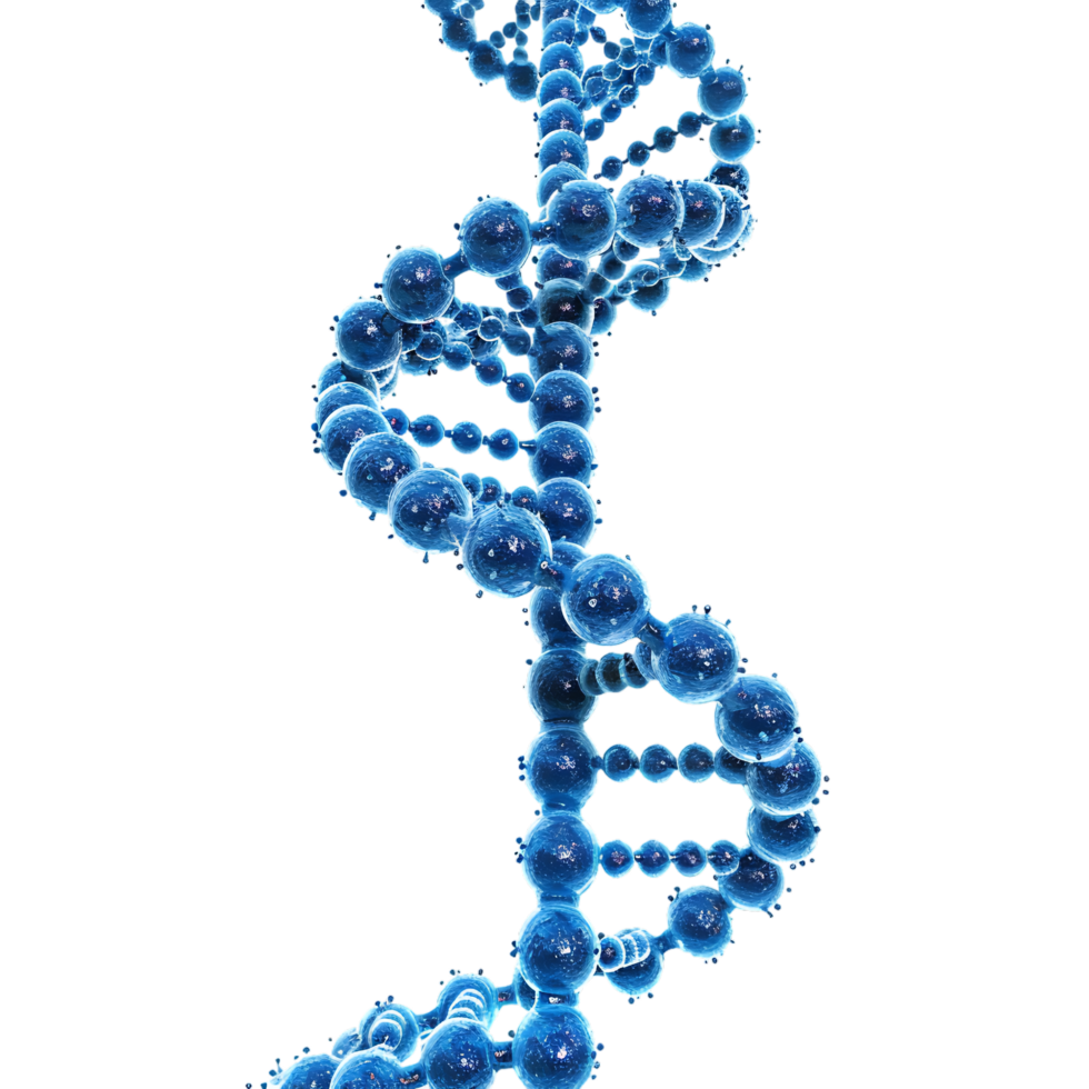 3D blue DNA helix sequence element isolated png