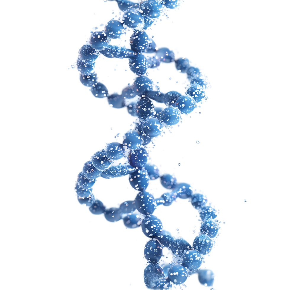 3D blue DNA helix sequence element isolated png