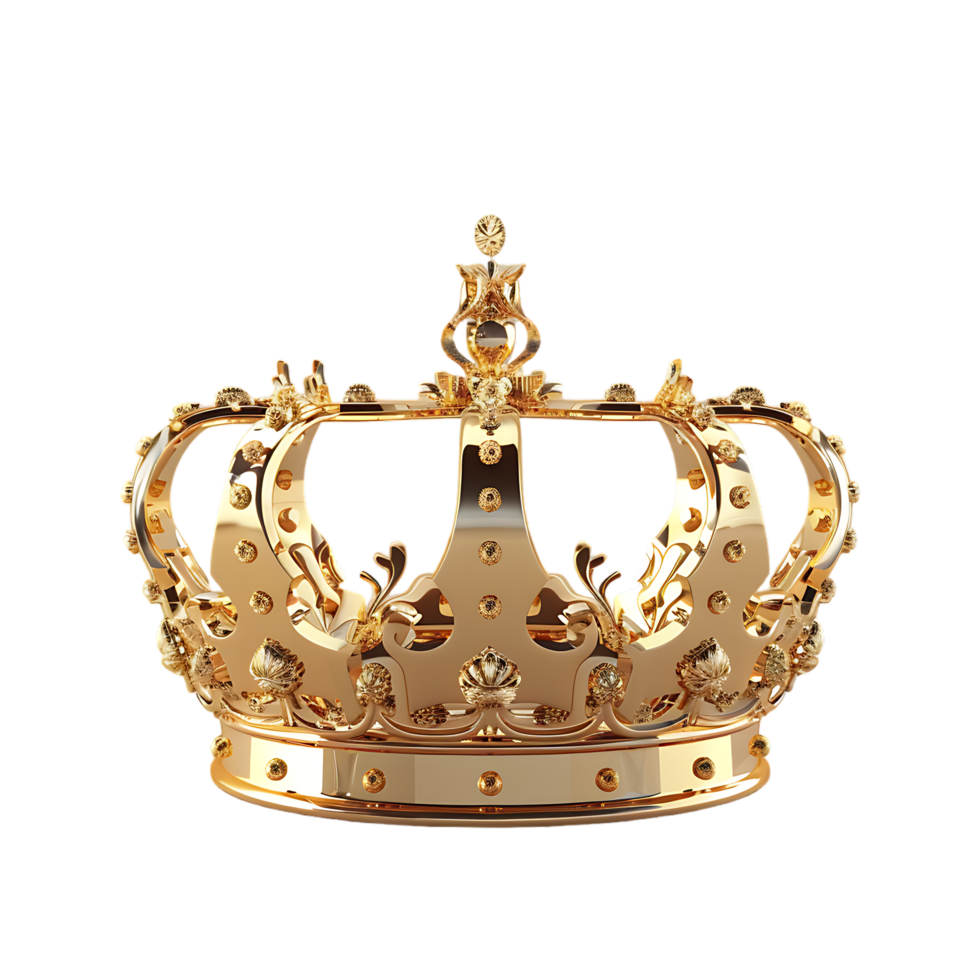 3D golden crown isolated on a transparent background png