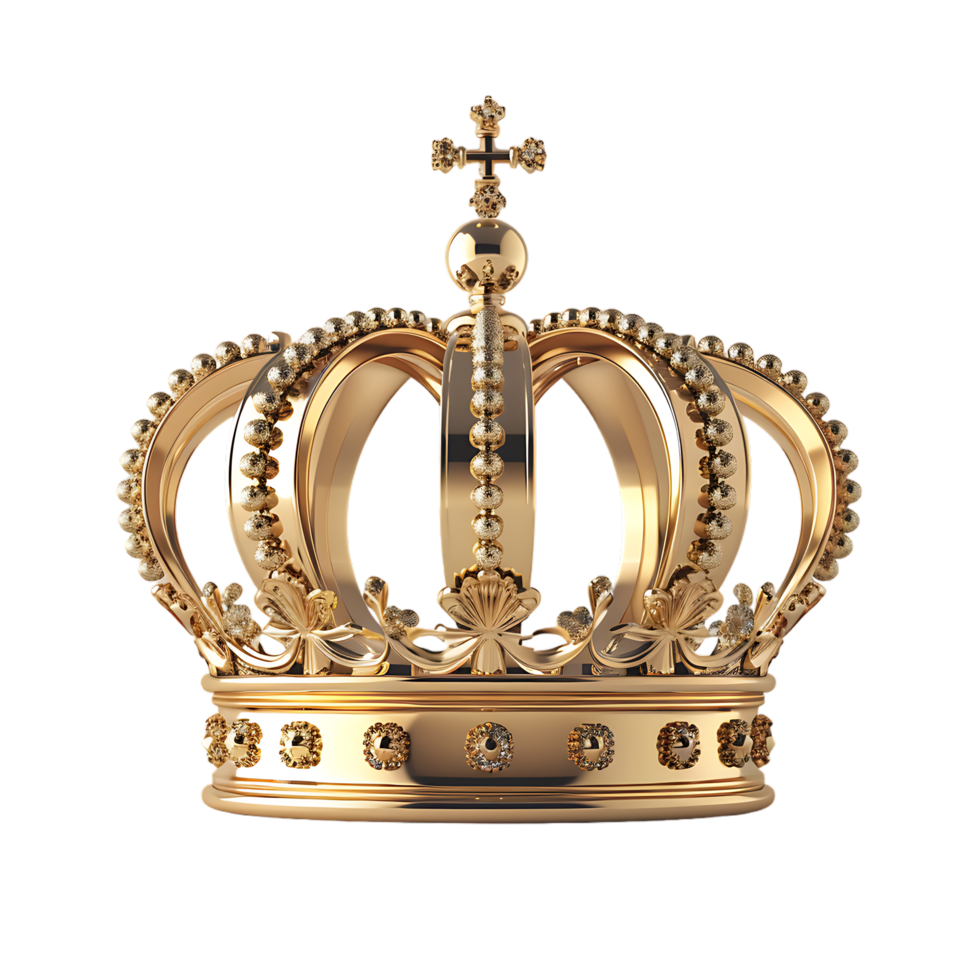 3D golden crown isolated on a transparent background png