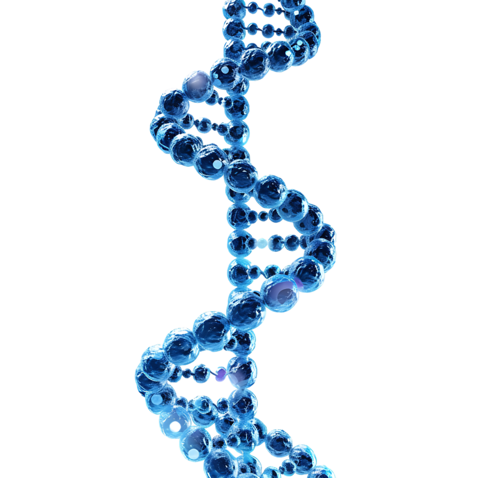 3D blue DNA helix sequence element isolated png
