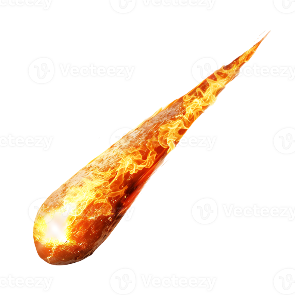 A blazing oval shaped meteor isolated against a transparent backdrop creates a striking contrast png
