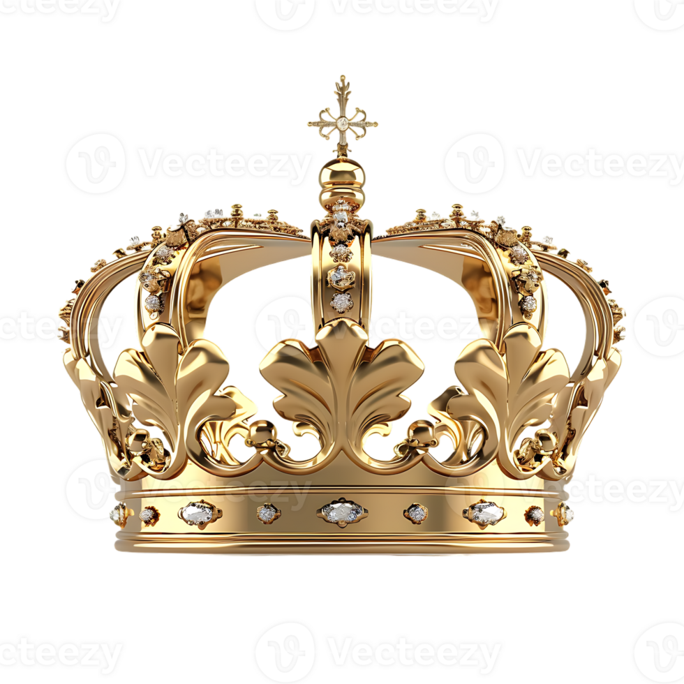 3D golden crown isolated on a transparent background png