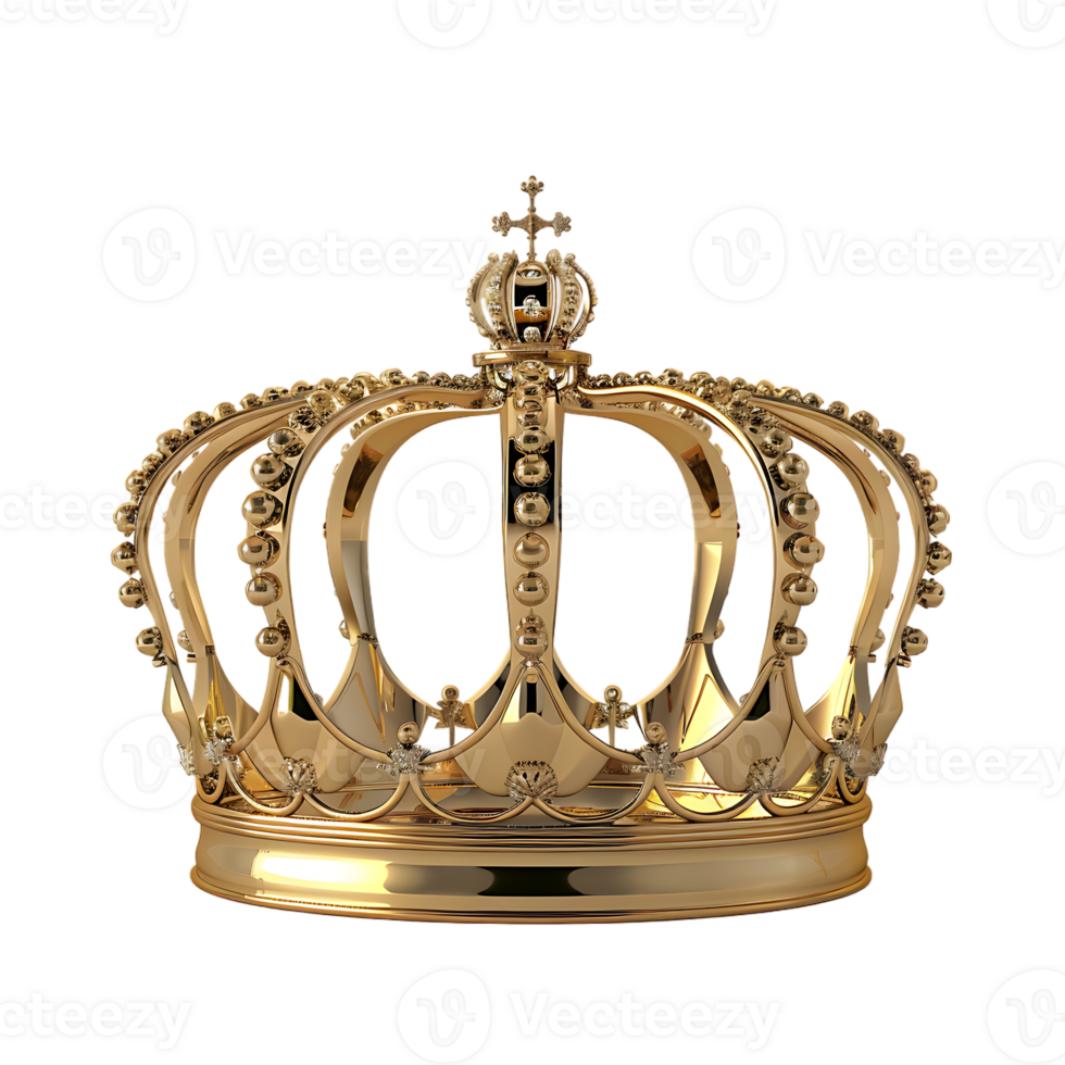 3D golden crown isolated on a transparent background png