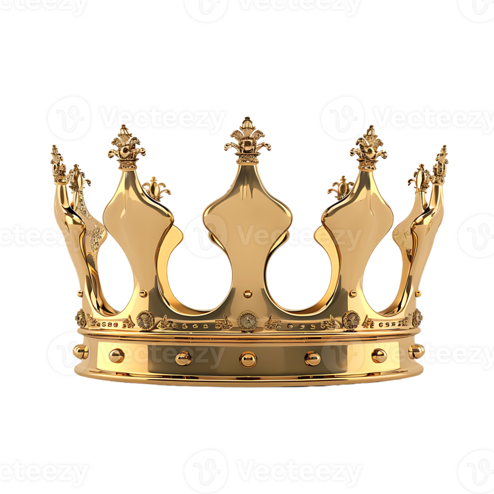 3D golden crown isolated on a transparent background png