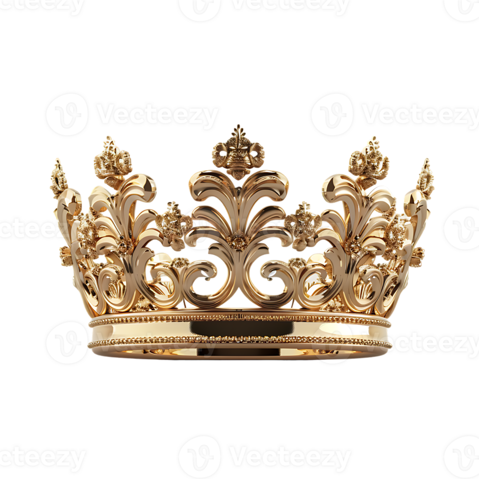 3D golden crown isolated on a transparent background png