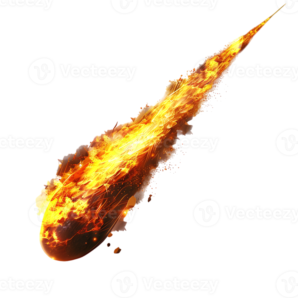 A blazing oval shaped meteor isolated against a transparent backdrop creates a striking contrast png