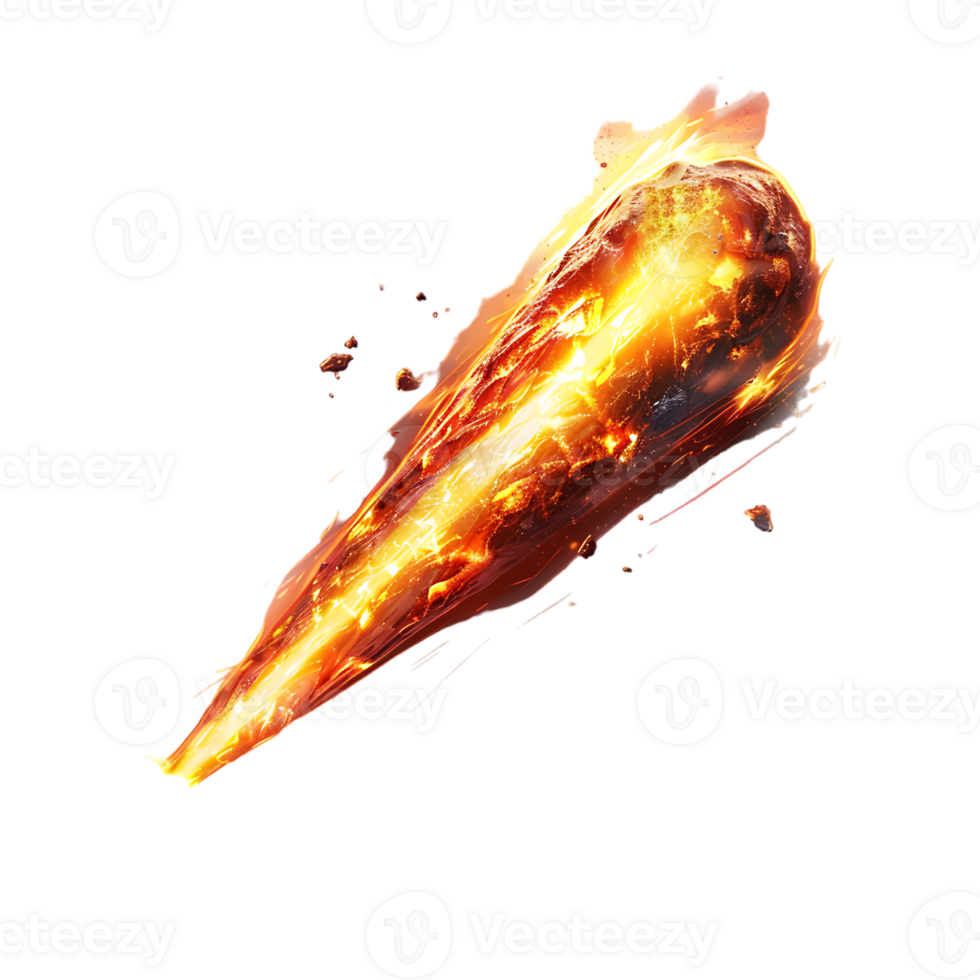 A blazing oval shaped meteor isolated against a transparent backdrop creates a striking contrast png