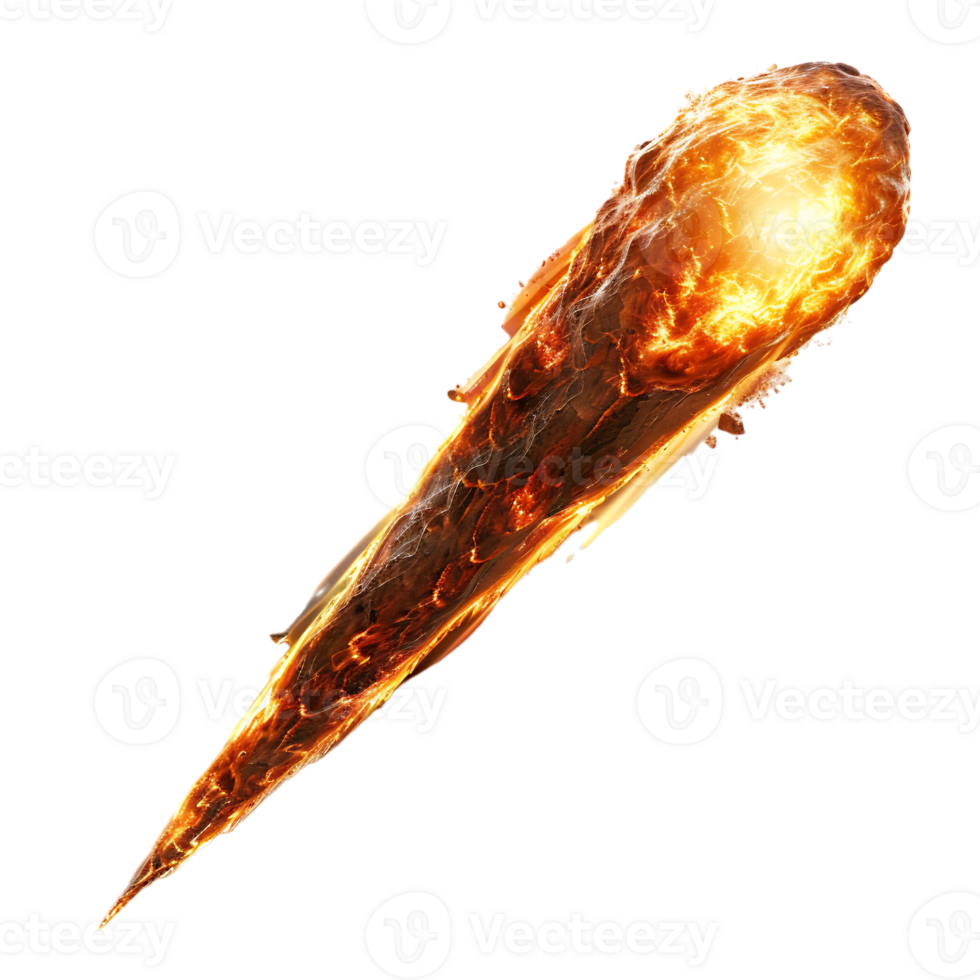 A blazing oval shaped meteor isolated against a transparent backdrop creates a striking contrast png