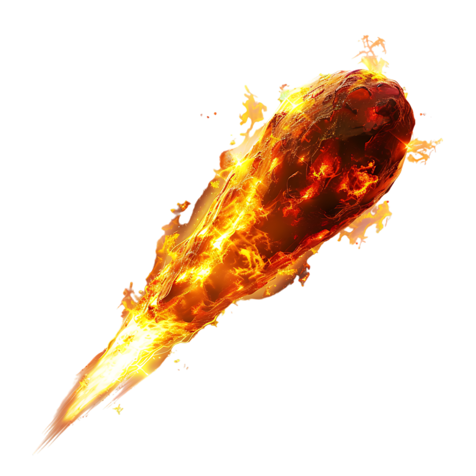 A blazing oval shaped meteor isolated against a transparent backdrop creates a striking contrast png