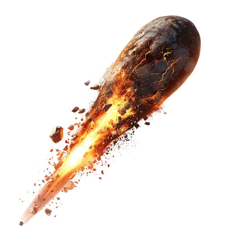 A blazing oval shaped meteor isolated against a transparent backdrop creates a striking contrast png