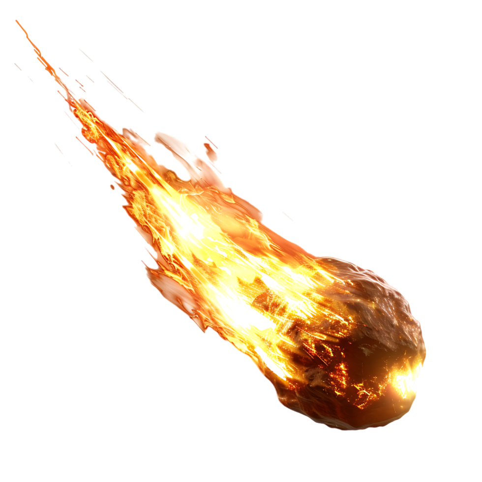 A blazing oval shaped meteor isolated against a transparent backdrop creates a striking contrast png