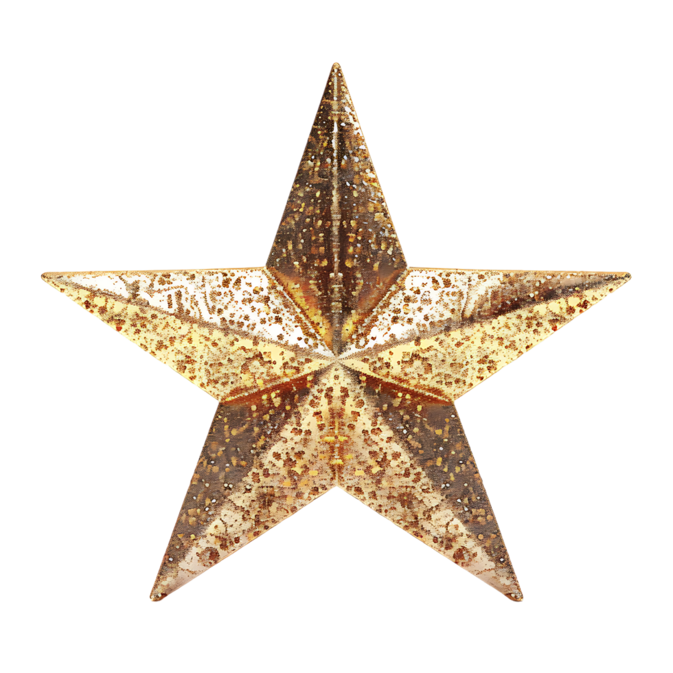3D golden star isolated on a transparent background png