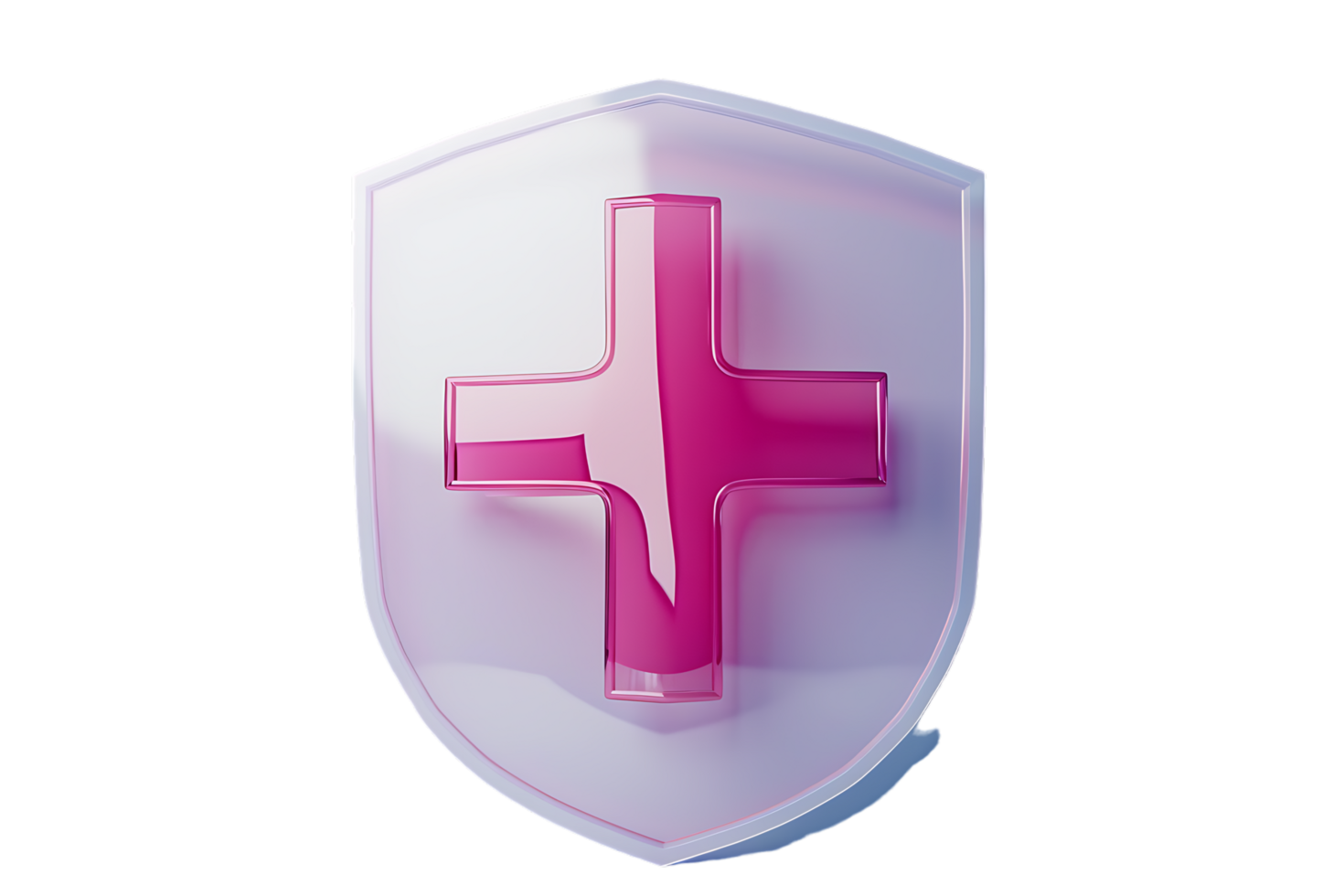 3D style medical cross shield icon isolated on a transparent background png