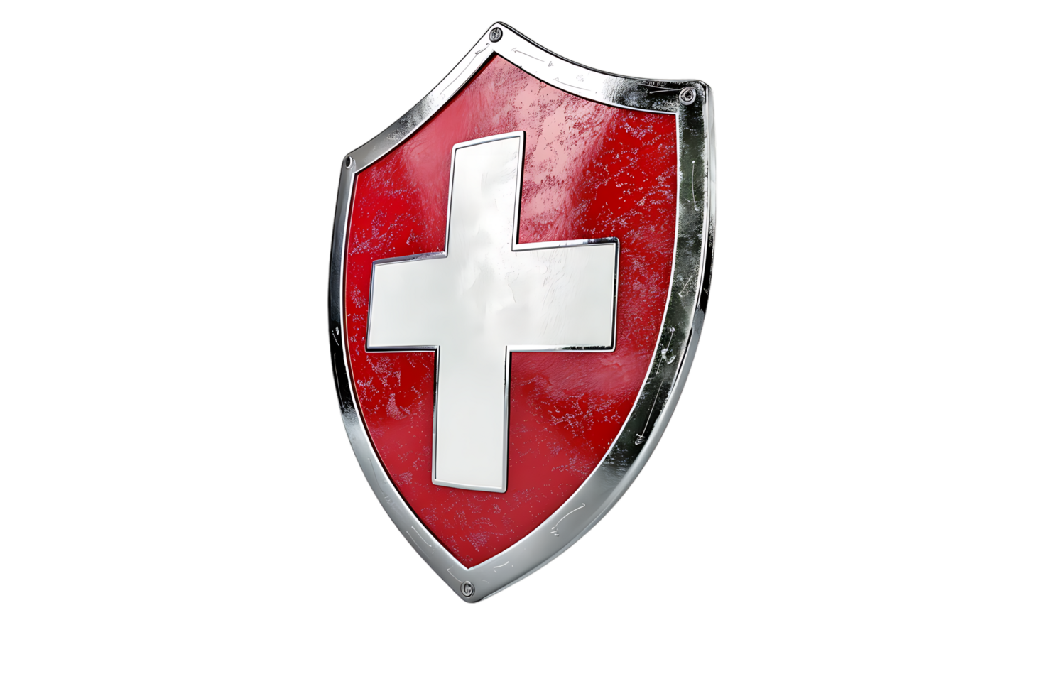 3D style medical cross shield icon isolated on a transparent background png