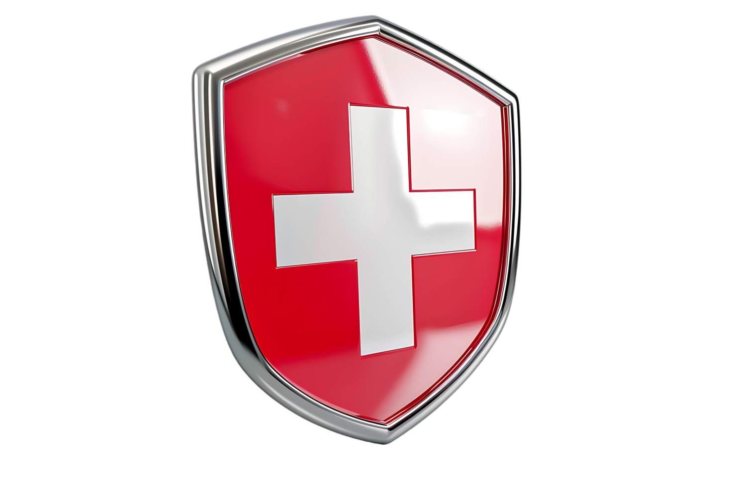 3D style medical cross shield icon isolated on a transparent background png