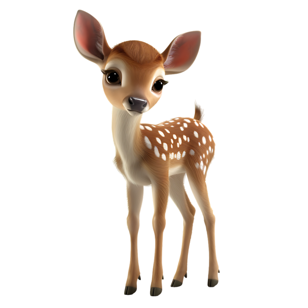 A charming small 3D deer isolated on a transparent backdrop png