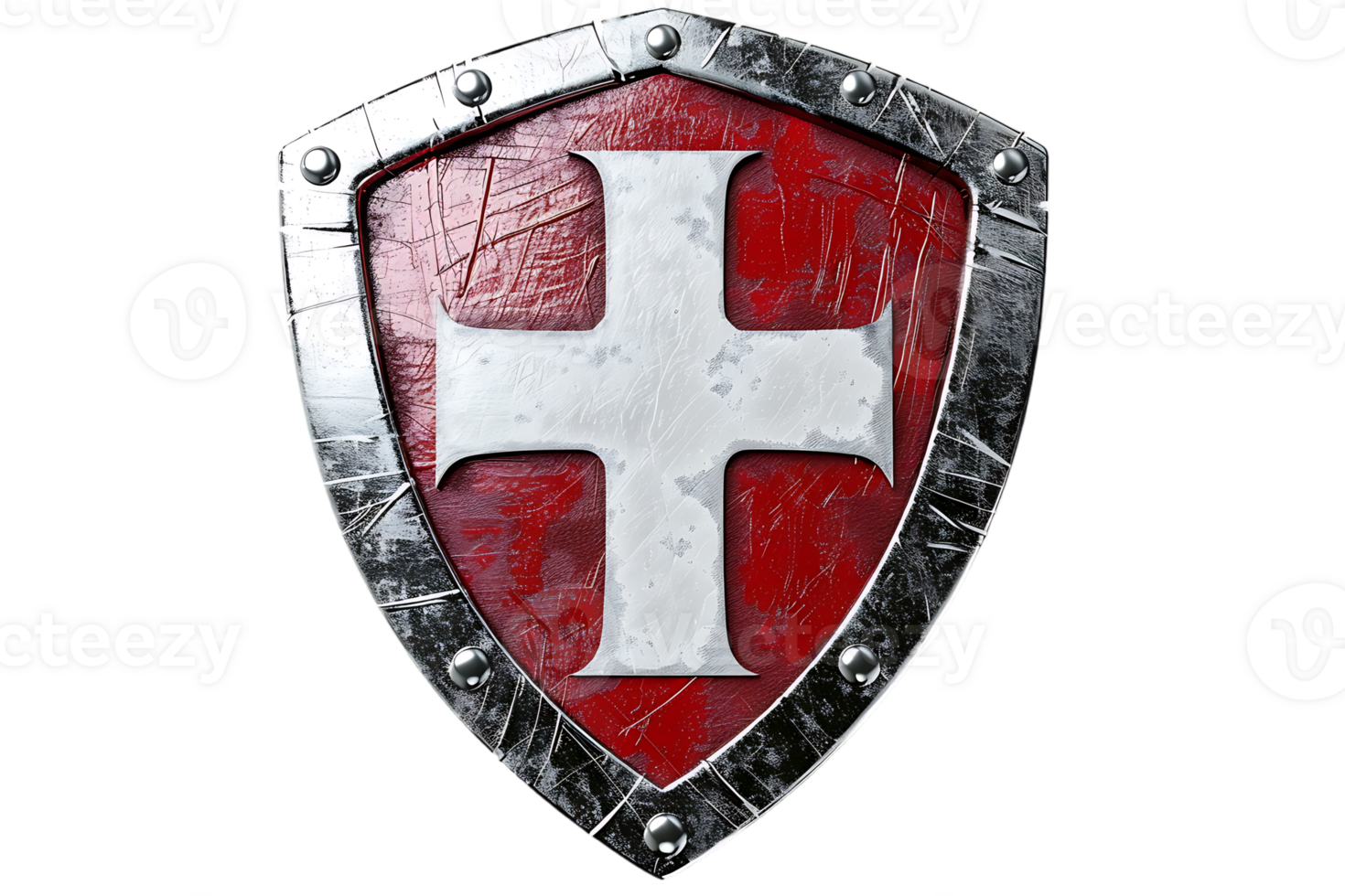 3D style medical cross shield icon isolated on a transparent background png