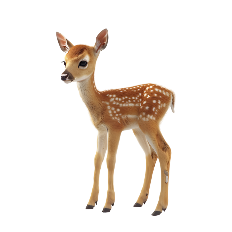 A charming small 3D deer isolated on a transparent backdrop png