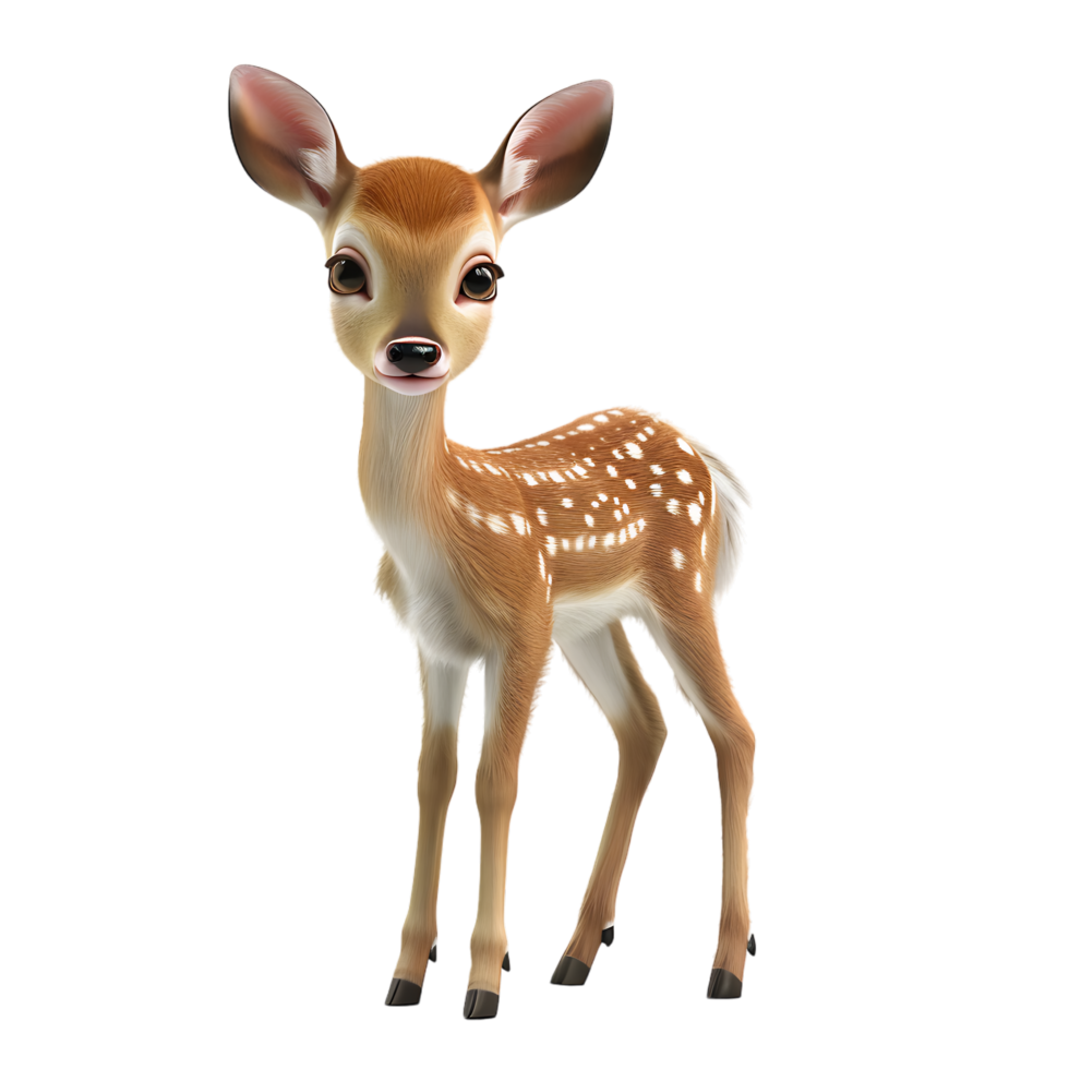 A charming small 3D deer isolated on a transparent backdrop png