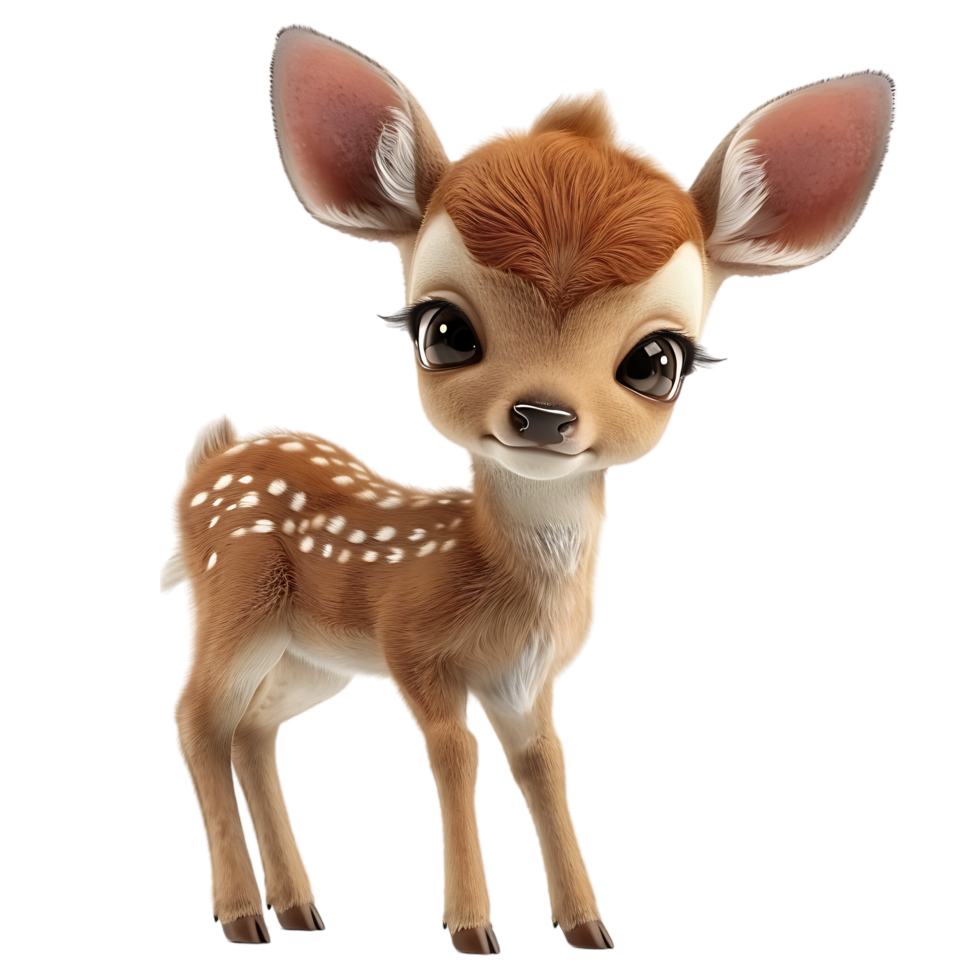 A charming small 3D deer isolated on a transparent backdrop png